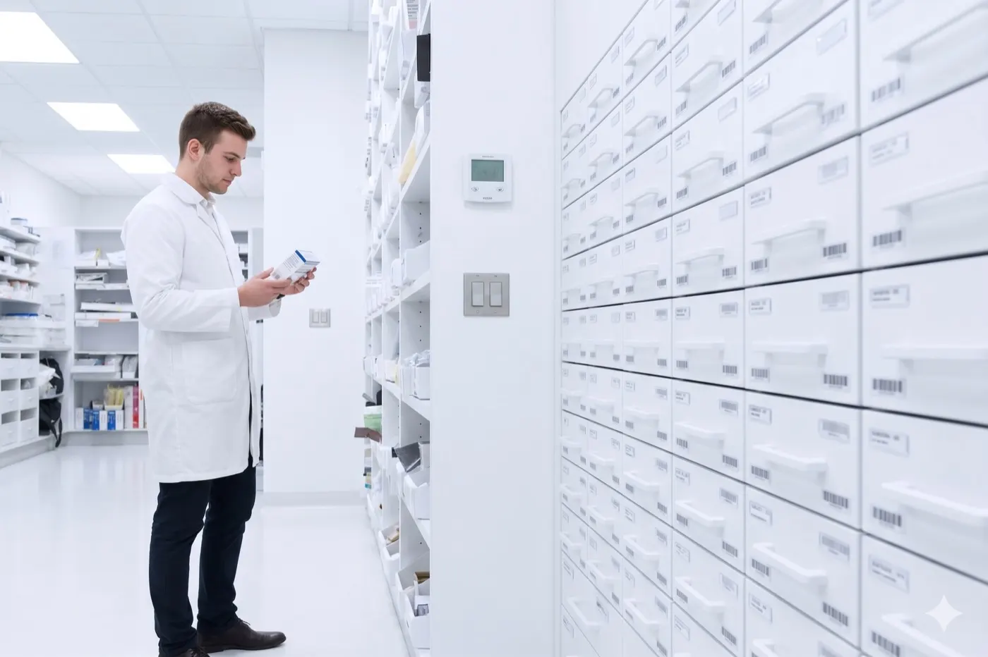 Pharmacien GPSanté sélectionnant un produit